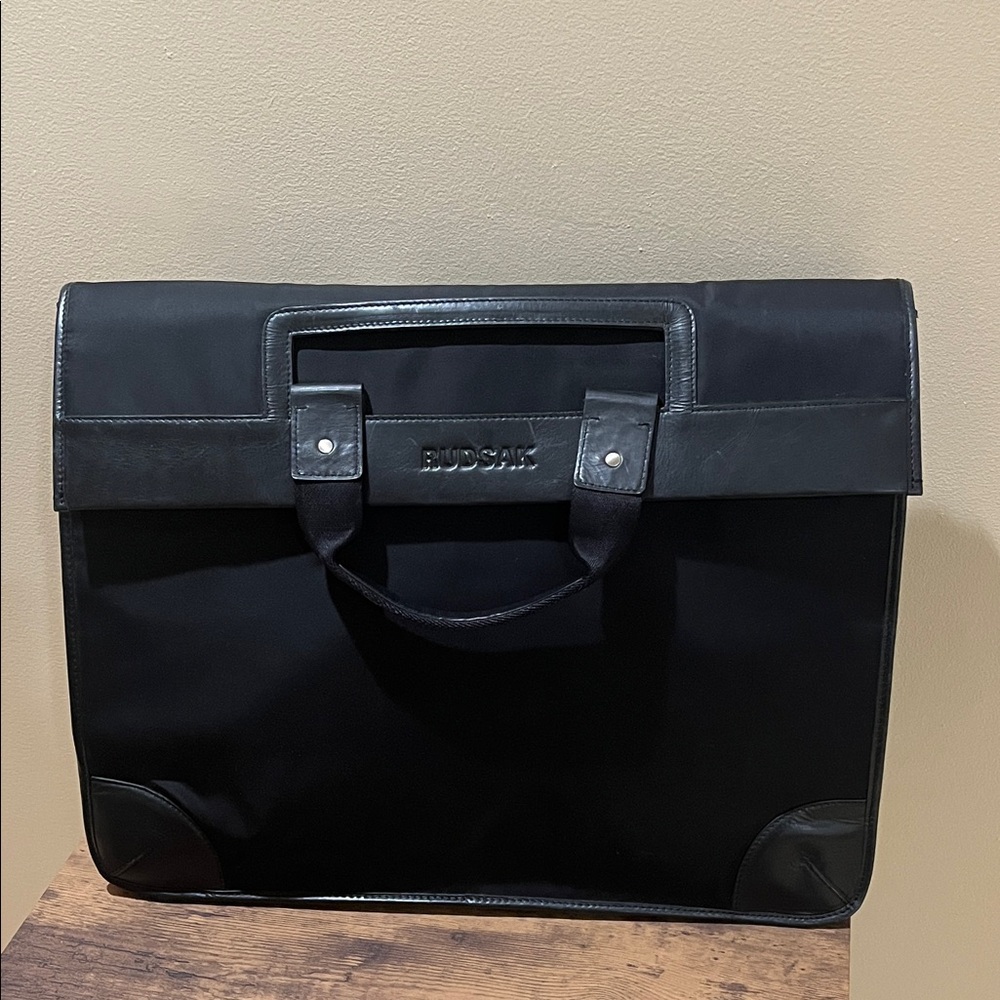 RUDSAK Black Nylon & Leather Briefcase Bag